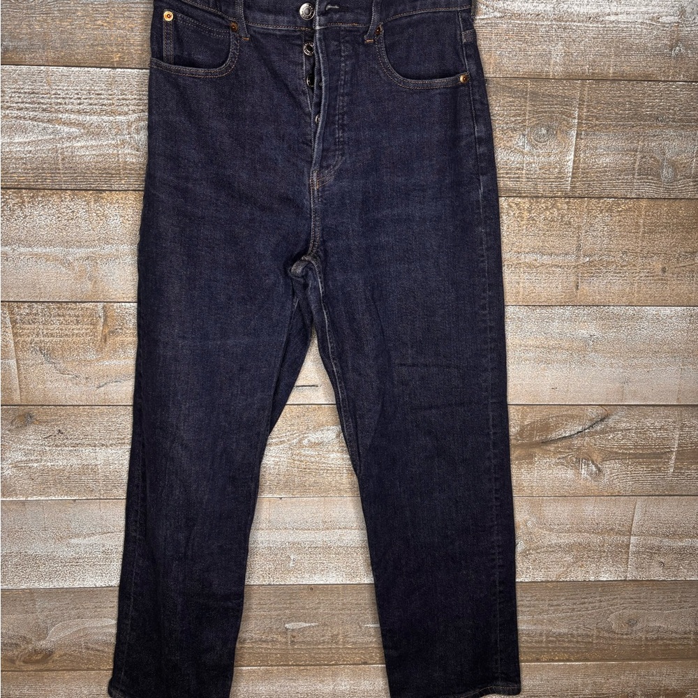 Everlane the Way-High Jeans dark wash button fly size 28 slight crop
